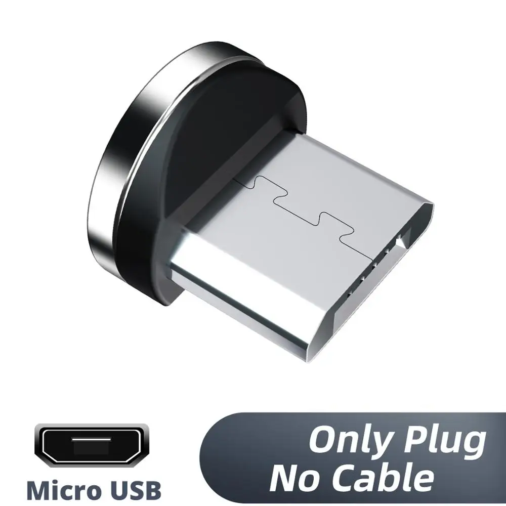 Магнитный Micro USB кабель для iPhone 6, 7, 8, X 11 Pro Max, samsung S9 type C, кабель для освещения телефона, 1 м, 2 м, светодиодный USB C кабель, шнур - Цвет: Only Micro Plug