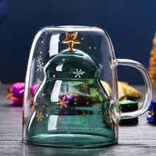 Рождественская елка события чашка звезда воды двухслойные Стеклянные Кружки для коктейля вина TSH магазин