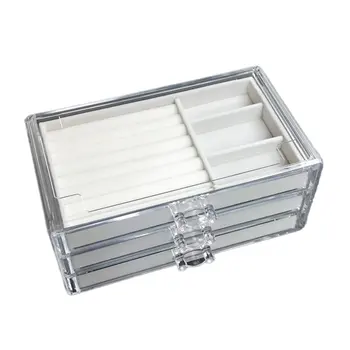 

Dustproof Jewelry Box Suitable For Rings Earrings Bracelets Jewelry Storage Flannel Three-layer Storage Boxes