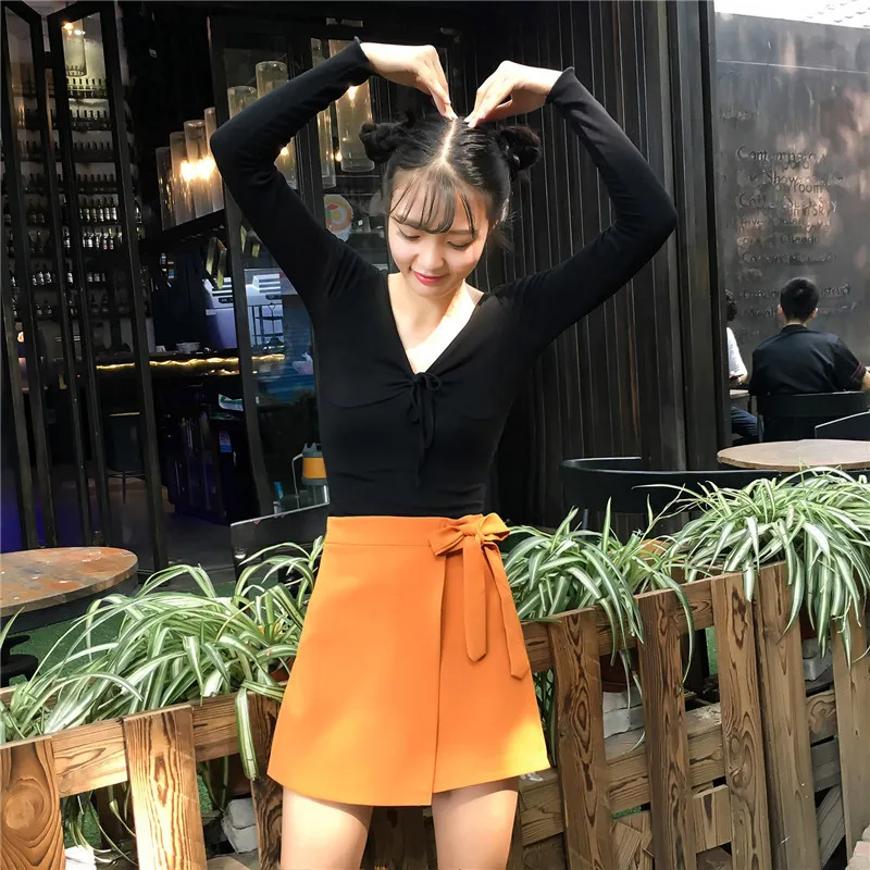 

Korean-style Fashion Solid Color Bust Pants Skirt High-waisted Slimming A- line Pants Skirt Fashion Photo Shoot