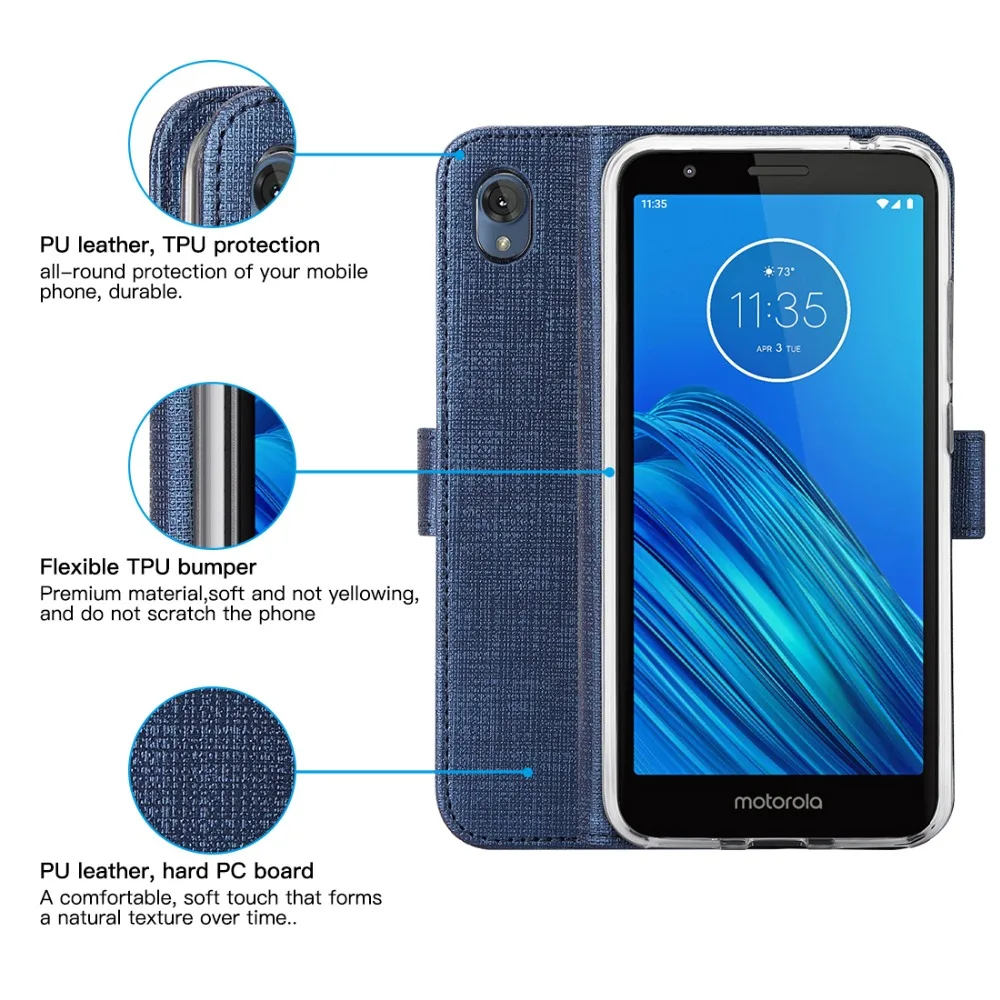 Кожаный чехол для Motorola Moto E6 раскладной чехол с держателем карты кобура магнитное притяжение чехол Coque для MOTO E6