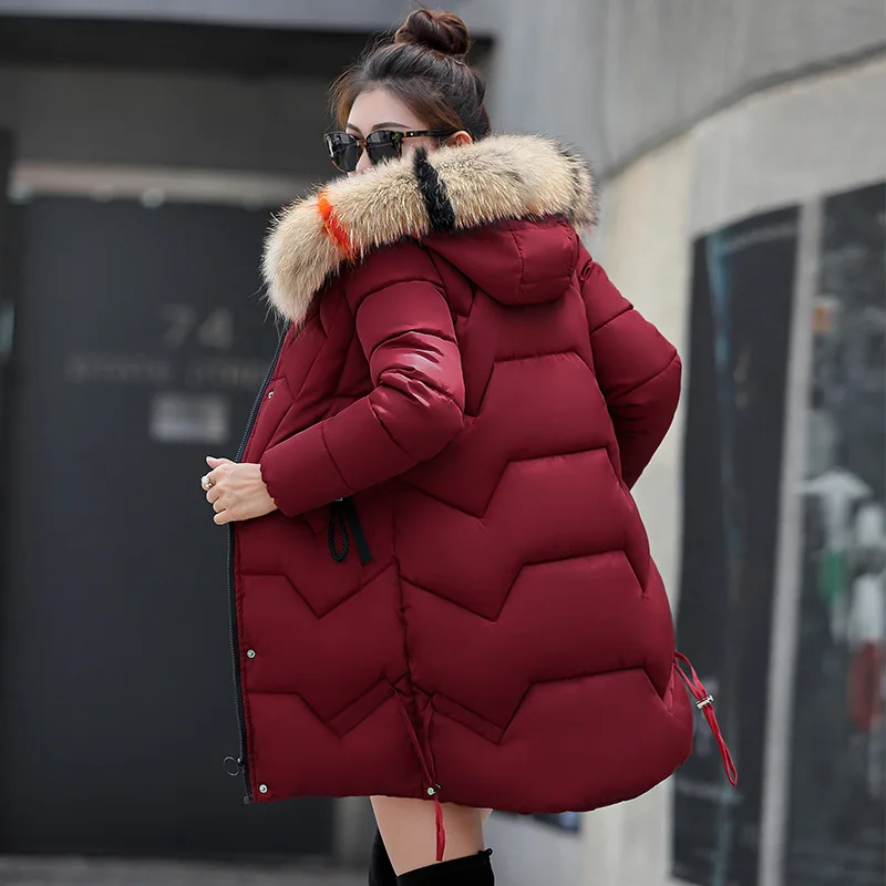 Пальто, куртка с капюшоном, зимняя куртка, женские парки, новинка, Женская куртка с меховым воротником, верхняя одежда для женщин размера плюс, зимние пальто
