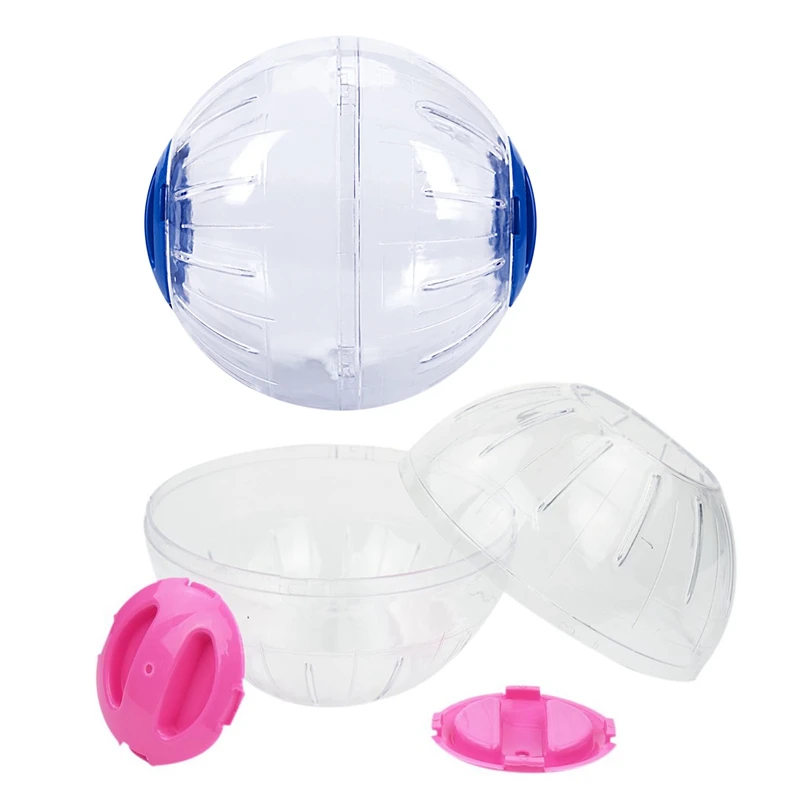 2 Pcs Hamster Exercise Ball Gerbil Play Toy Clear 15Cm, Pink with Blue