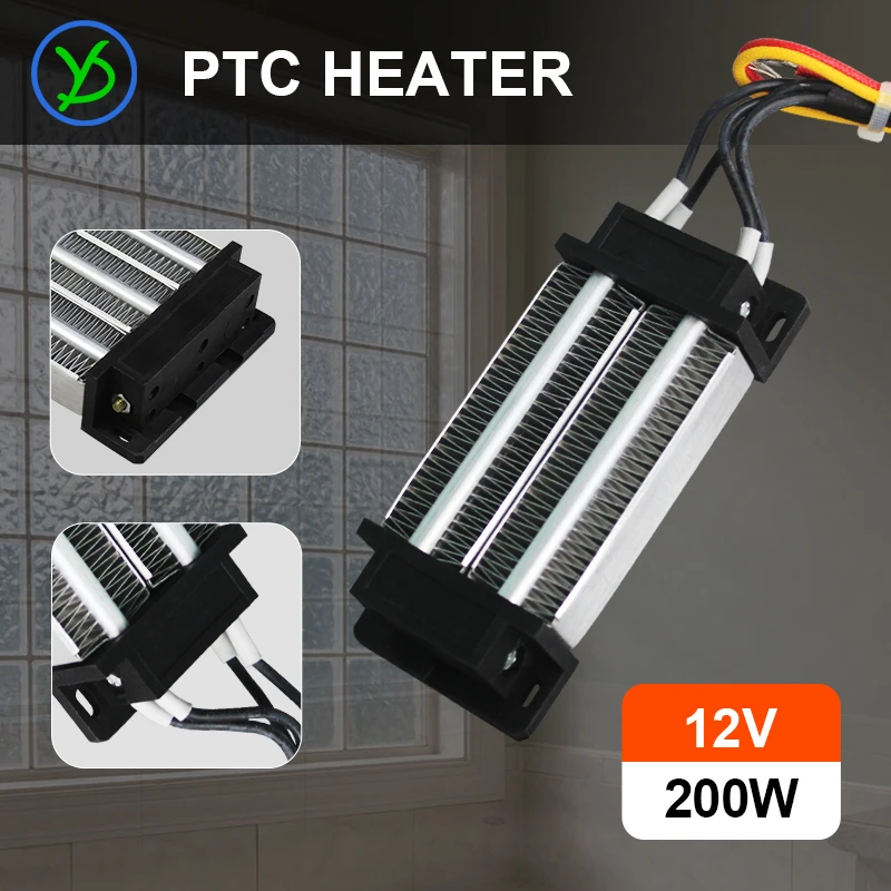 200w 12v Ac/dc Heating Element Insulatedthermos Ptc Ceramic Air Heater