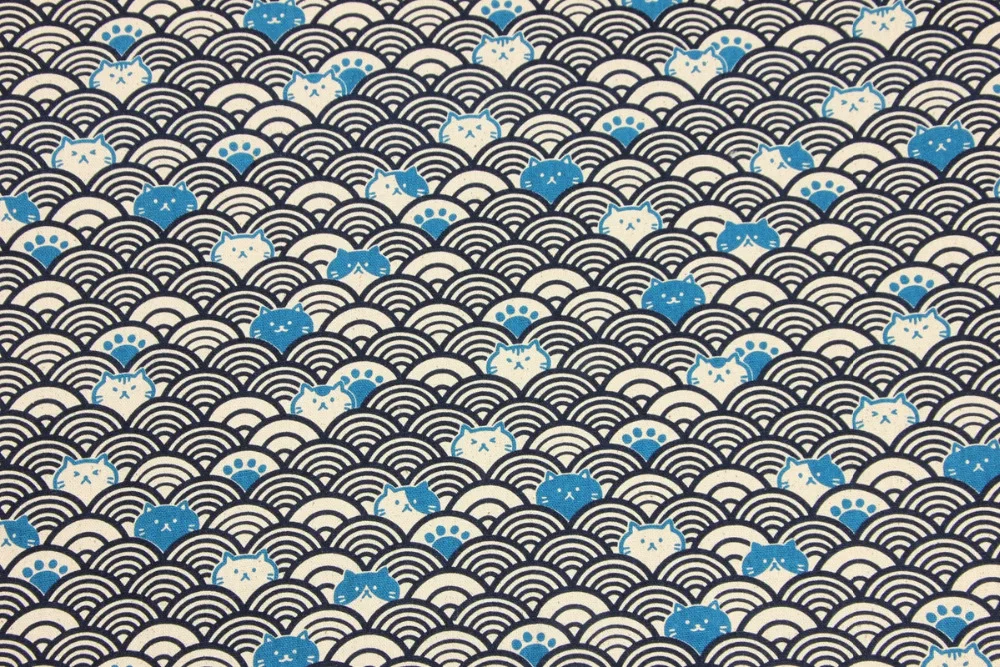 Halber Meter Verdickter Baumwollstoff Soft Breeze Cat Curve Print, Handgefertigtes DIY-Taschenmaterial 100% Baumwolle CR-389 – Detail 11