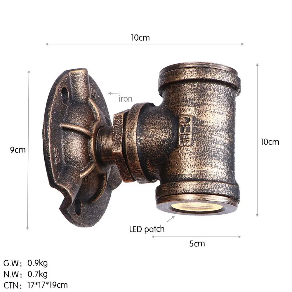Лофт декор цвет ржавчины метала настенный светильник светодиодный Стилизация под водопроводную трубу Ретро настенный светильник бра промышленное освещение для коридора прикроватный бар освещение в помещении