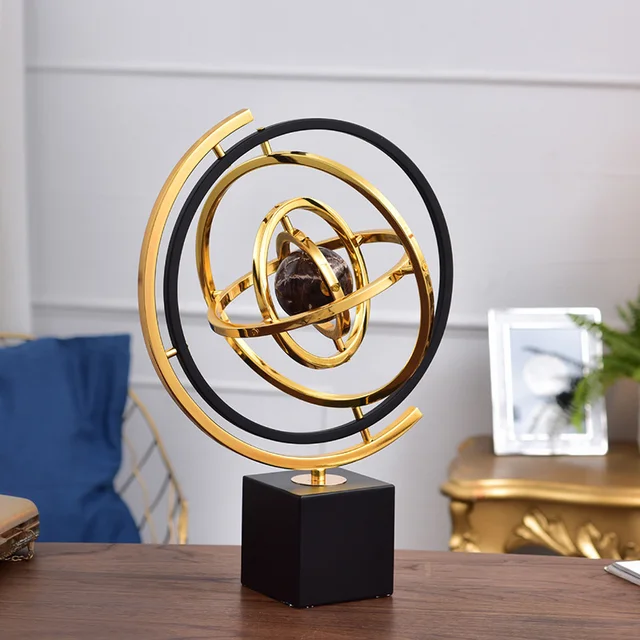 Creative Office Desktop Iron Globe Sculpture 3