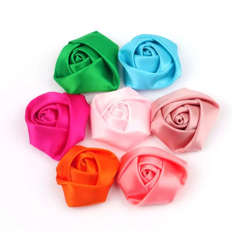 

Satin Ribbon Rose Flower Silk Fabric Flower Handmade DIY Wedding Bouquet Flower Hair Cloth Accessories