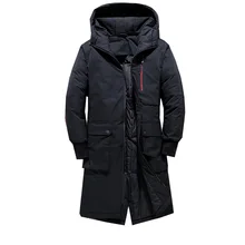 Удлиненное пальто с капюшоном из 91% утиного пуха, мужская повседневная зимняя верхняя одежда, пуховик, мужское толстое пуховое пальто, модная пуховая куртка