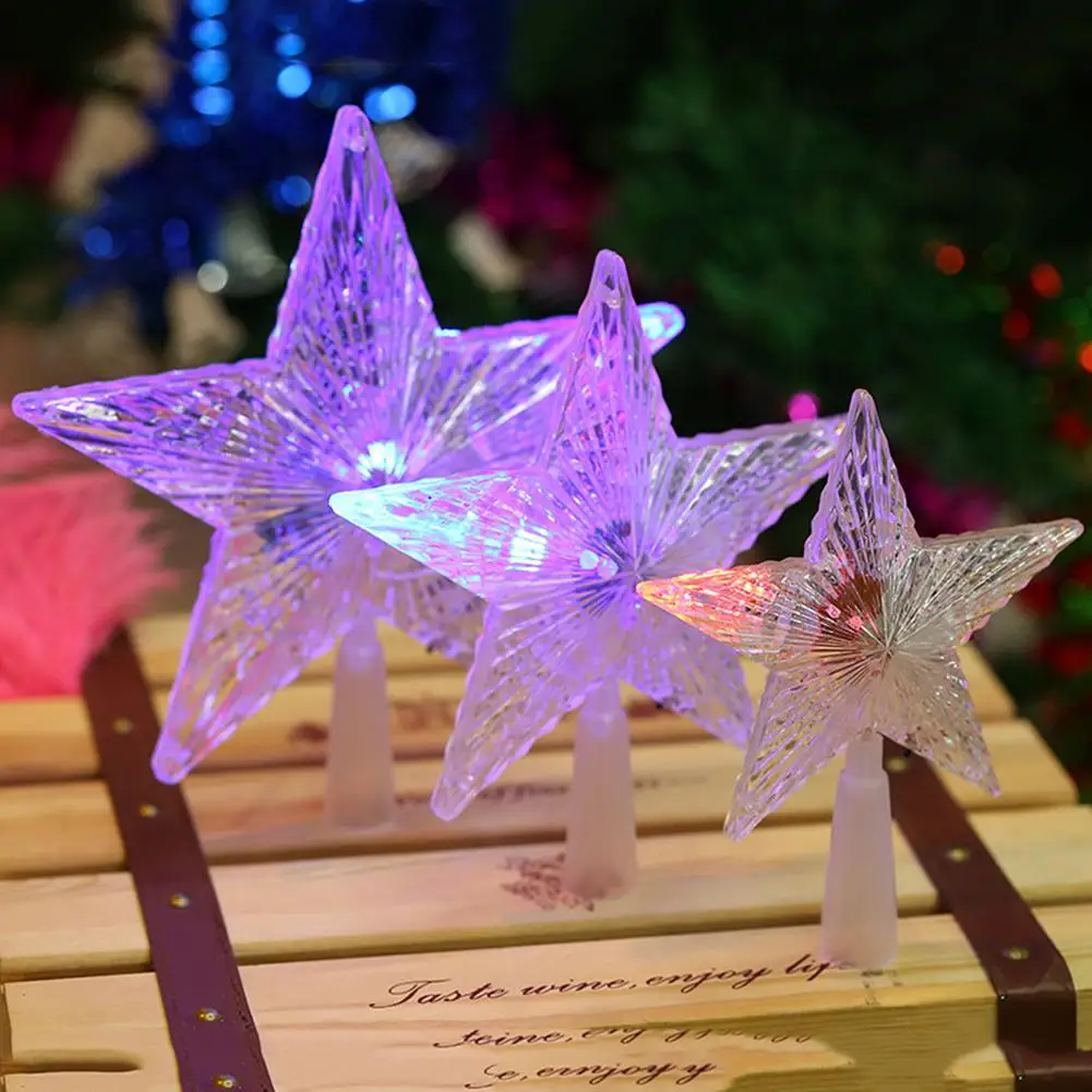 

Christmas Tree Topper Five-pointed Star Multicolor Shiny LED Lamp Xmas Decor