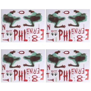 

4 Sheets of Halloween Wall Stickers Zombie Hands Printed Showcase Terrible Handmade Decorative Stickers (Assorted Color)