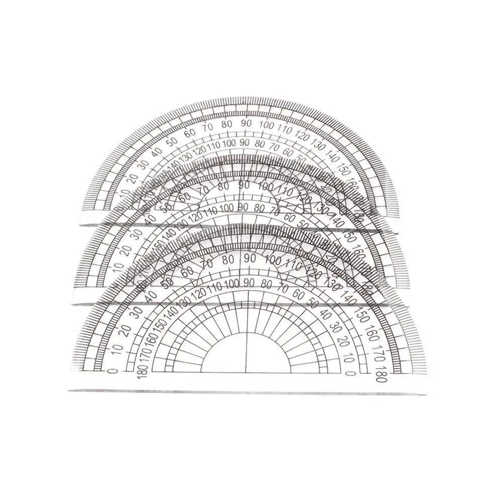 10 шт. пластиковый транспортир, 180 градусов, прозрачный студенческий математический набор, измерение, студенческий рисунок, треугольный угол линейки, измерительные инструменты