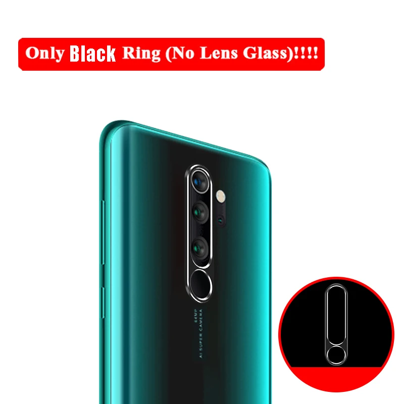 Black Ring Кольцо для объектива камеры+ заднее закаленное стекло для Xiaomi Redmi Note 8 Pro металлический защитный чехол для камеры для Redmi Note 8 заднее стекло - Цвет: Black Ring
