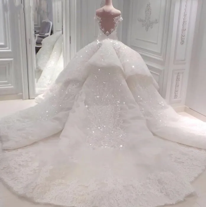 『Cheap!!!』- Sweetheart Off Shoulder Wedding Dresses Lace Appliques
Ball Gown Long Train Bridal Gowns Vestido de Novia