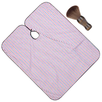 

2pcs Hair Cutting Cloak and Neck Cleaning Brush Set Haircut Cloth Stripe Haircut Cloth Cape Cloak For Barber Shop