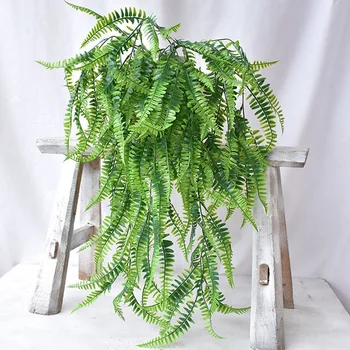 

5Pcs/lot Green Plant Simulation Persian Grass Wall Hanging Lengthen Fern Grass Wall Hanging Green Simulation Plant Vine Leaves