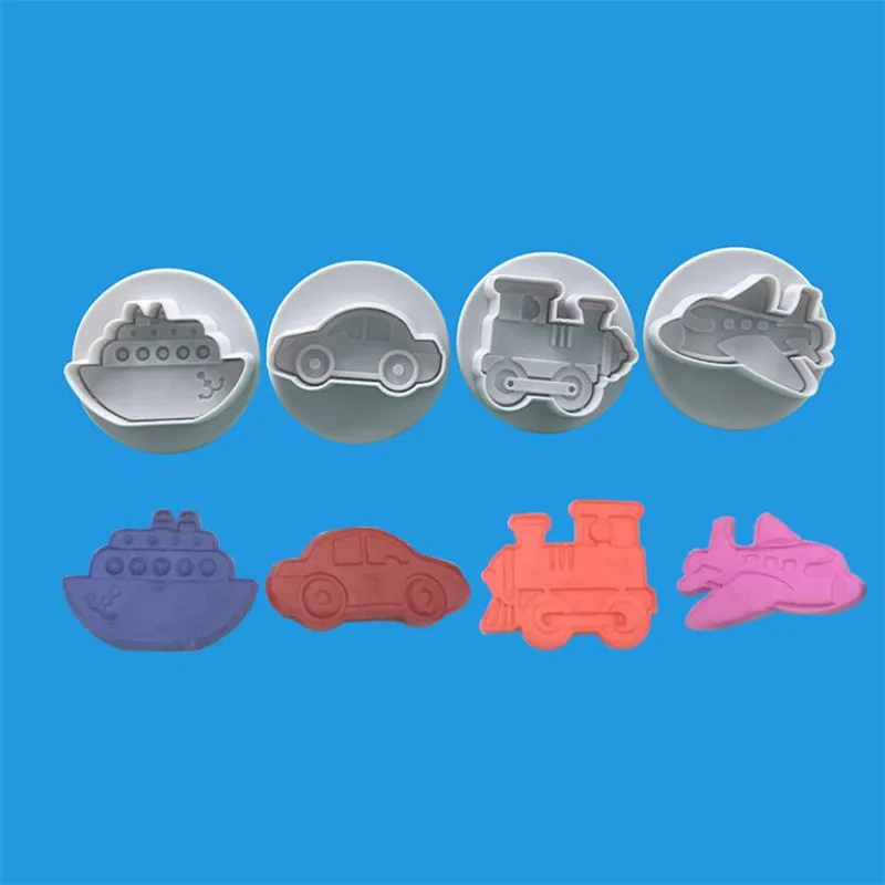 Description Picture 3 of item4Pcs/Set Cake Cookie Plunger Cutters Fondant Cake Molds Vehicles Theme (Trucks,Tractor,Forklift) Cake Decorating Baking Tools