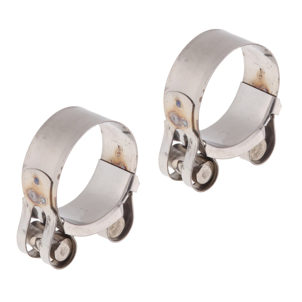 Perfeclan 2x Motorcycle Exhaust Pipe Clamp Clip Silencer 44-47mm