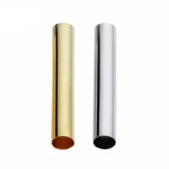

100pcs/lot Gold/silver Fashion Metal Brass Tube Spacer Tube Beads Fit Dia 4mm Cord DIY Necklace Bracelet Jewelry Making Findings
