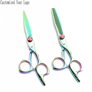 

Hairdressing Scissors C9017 6" Customize Logo JP 440C Sharp Edge Straight Scissors Thinning Shears Professional Barber Scissors