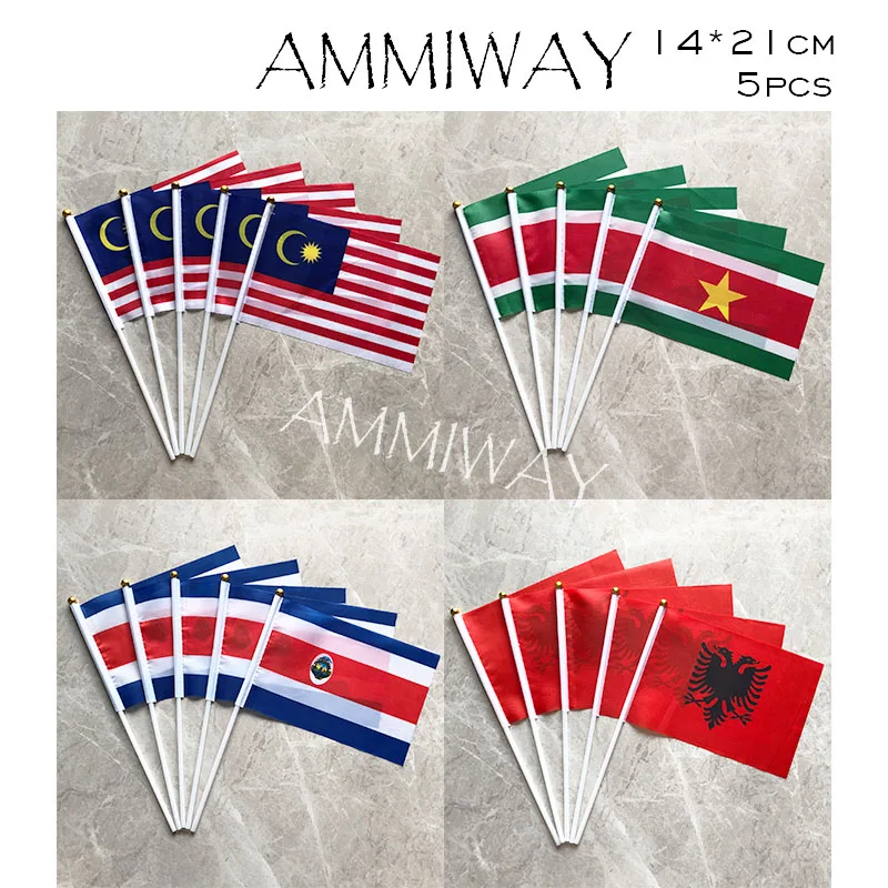 AMMIWAY 14x21 см 5 шт. Малайзия Суринам полиэфир маленький размер летающая рука флаг