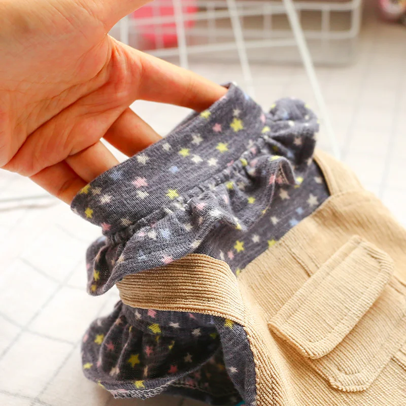 Pet Strap Dress Spring Autumn Straight Skirt Dog Clothes For Dogs Cotton Floral Splicing Corduroy Dresses Yorkshire Dog Apparel