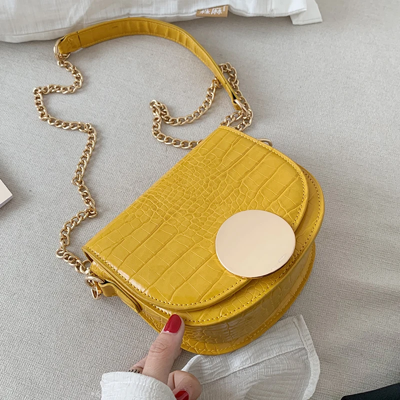 

Crocodile Pattern chain Crossbody Bags For Women 2019 Small flap small bag PU Leather Hand Bag Ladies Designer Evening Bags