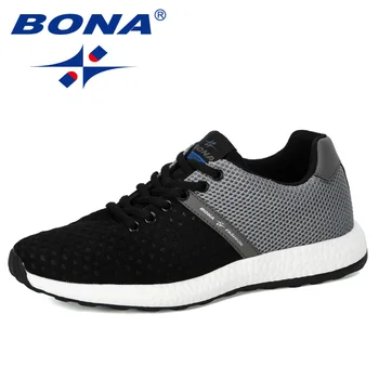 

BONA SHOES 2019 New Vulcanize Shoes Men Sneakers Breathable Casual No-Slip Man Air Mesh Lace Up Wear-Resistant Tenis Masculino