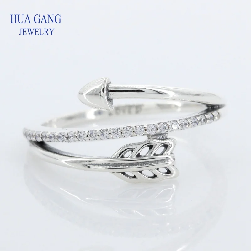 

925 Sterling Silver Valentine's Day Sparkling Arrow Ring Premium Product Original Fashion Jewelry Gift 197830CZ