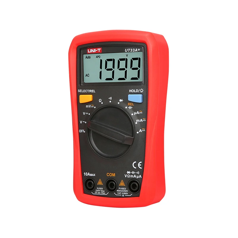 UNI-T UT33A+ цифровой мультиметр ЖК-дисплей AC DC напряжение переменного тока сопротивление+ 2mF постоянной ёмкости, универсальный конденсатор тестер с подсветкой