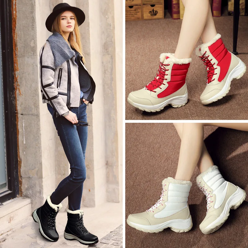 Winter shoes female snow boots platform boots comfortable warm white booties