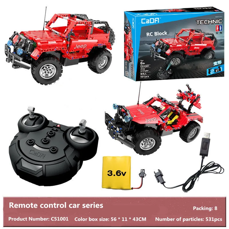 

Blocks RC Car Series 2.4G Remote Remote Control Car Wranglerin Optimus Prime DIY Off-Roade Vehicle Educational Block Toy for Kid