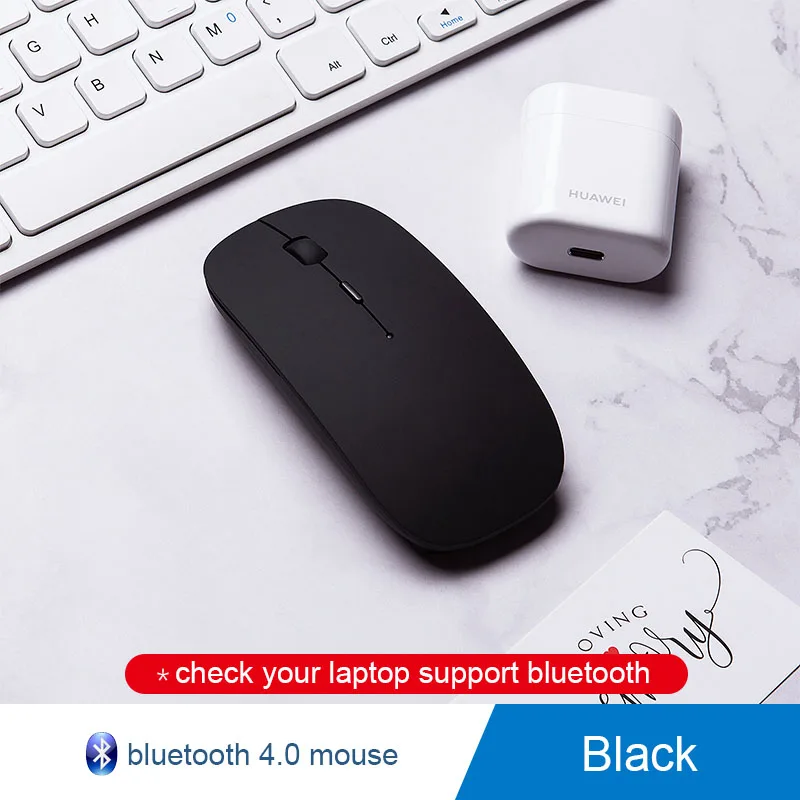 Беспроводная мышь, usb-приемник, перезаряжаемая мышь для xiaomi/Dell/Hp/lenovo/acer/Asus, бесшумная Bluetooth мышь для компьютера, ноутбука, ПК - Цвет: Bluetooth black
