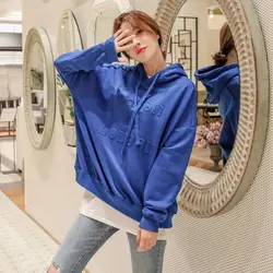 2019 Осень корейский Новый 3D тисненый большой размер буквы длинный рукав женская куртка толстовка блузка толстовки свободный свитер пуловер