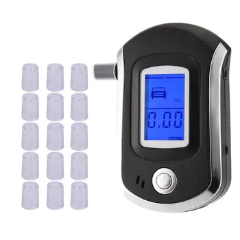 

AT-6000 Breathalyzer Alcohol Detector Digital LCD Screen Battery Power Hand-Hold Professional BAC Tracker with16 Mouthpieces