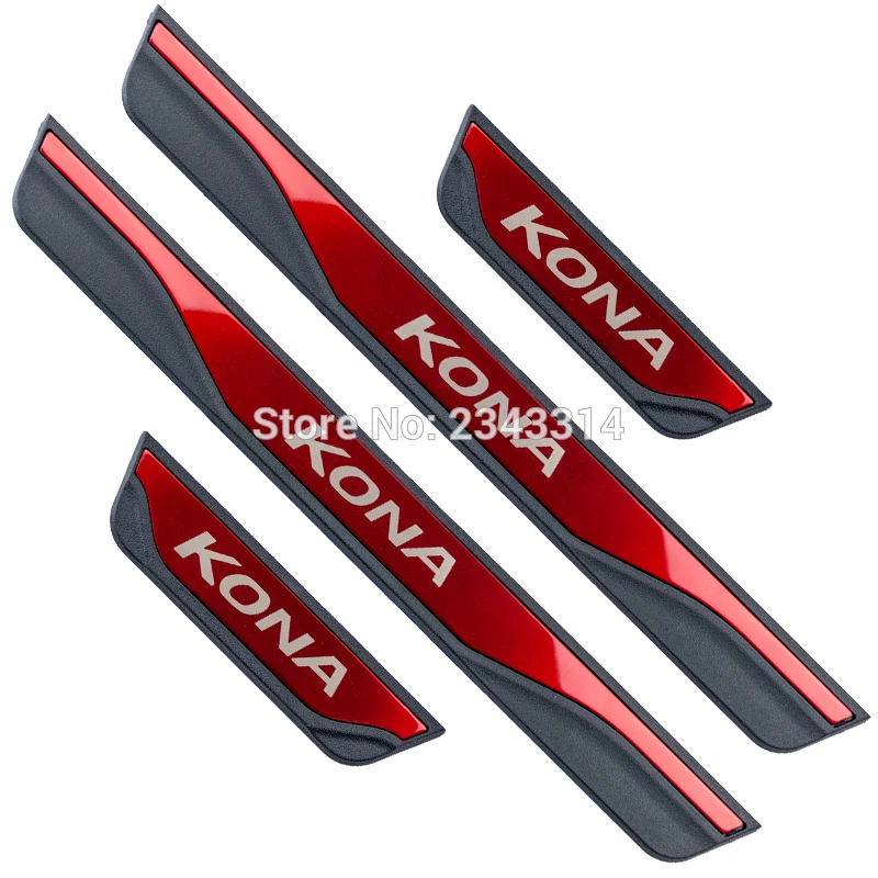 Для hyundai KONA Нержавеющая Накладка на порог, накладка на педаль, аксессуары для стайлинга автомобилей - Цвет: Red