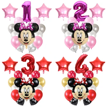 

14pc Cartoon Mickey Minnie Mouse Aluminum Foil Balloon Set 32 Inch Digital Theme Birthday Party Decoration Helium Balloon