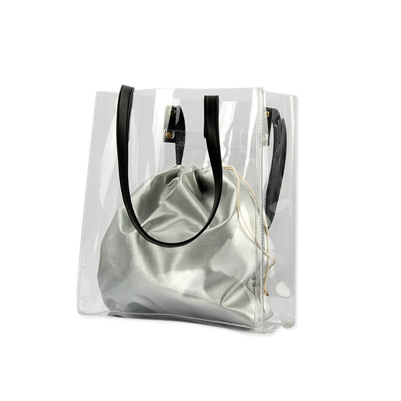 

2019 new fashion PVC transparent bag large capacity portable tote bag great quality shoulder bag
