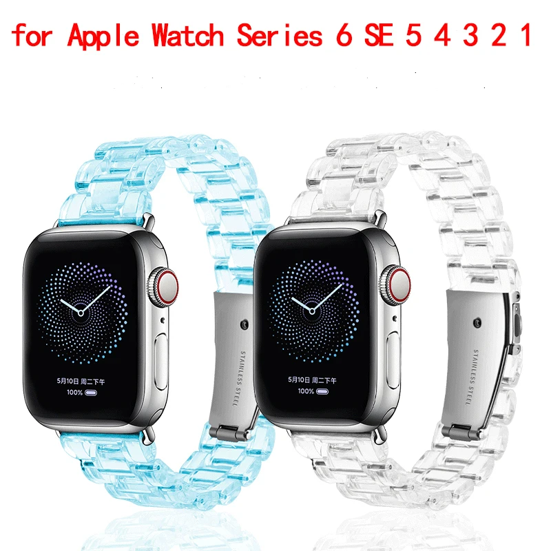 

Ремешок полимерный для apple watch series 6 SE, Универсальный прозрачный браслет для iwatch 5 4 38 мм 40 мм, 44 мм