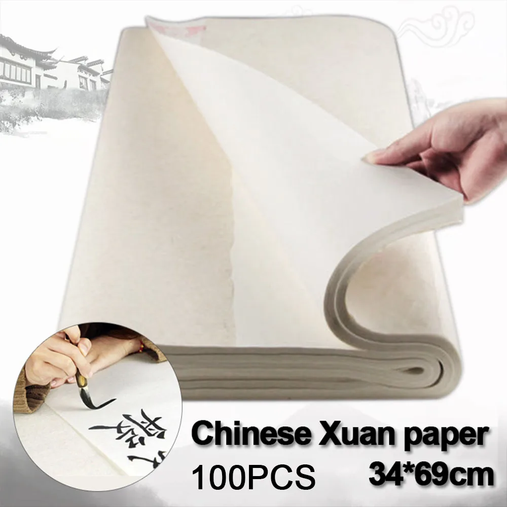 100pcs New 34*69cm Chinese Calligraphy Painting Rice Paper Sumi-E Xuan Art Write