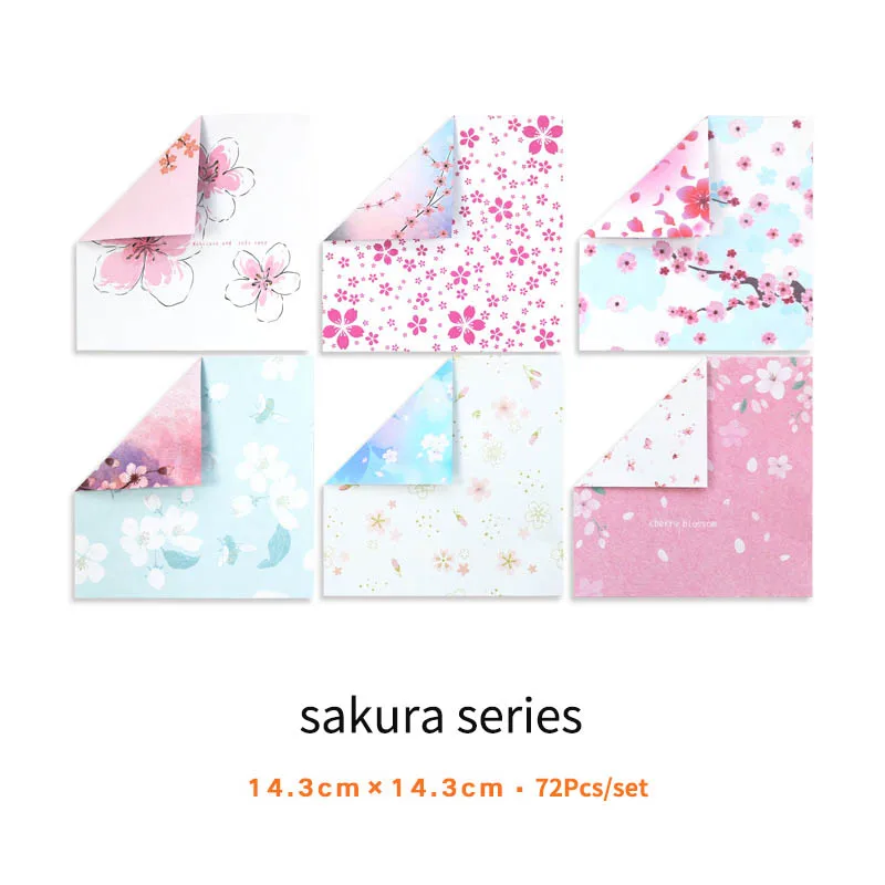 sakura series 72 шт./компл. искусство Материал малыш "сделай сам" оригами для ручной работы Бумага в сложенном виде ремесло Двусторонняя 15*15 см Бумага Скрапбукинг украшения золотистого цвета - Цвет: sakura series