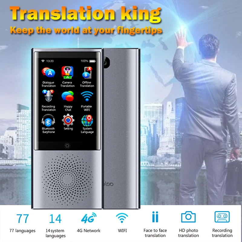  boeleo smart AI global translator voice instant portable vidro bateria multi languages multilingue  - 4000077274012