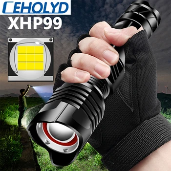 

XHP99 9-core High Quality Powerful Tactical Led Flashlight XHP70.2 Zoomable Torch Rechargeable 18650 26650 Battey XHP50 Lantern