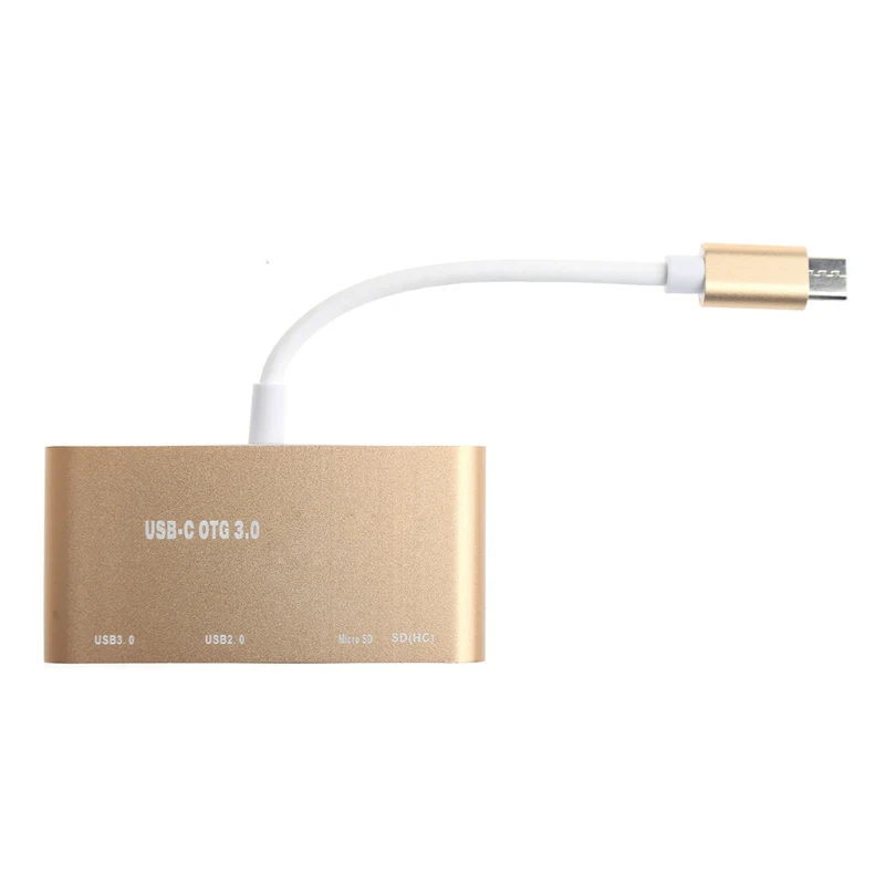 Gold 5-в-1 USB-C 3,1 Тип-C OTG USB 3,0 2,0 концентратор SD/TF Card Reader Combo для ноутбука D08B - Цвет: Gold