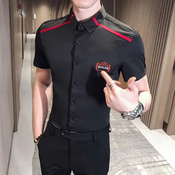 

Tuxedo Clothing 2020 Summer Casual Men Shirt Solid Youth Short-sleeved Slim Shirt Student Formal Business Shirts Club Party Prom