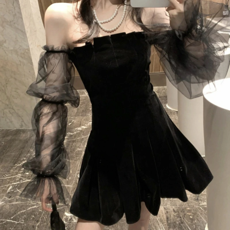 Sexy Gothic Off Shoulder Dress Vintage 
