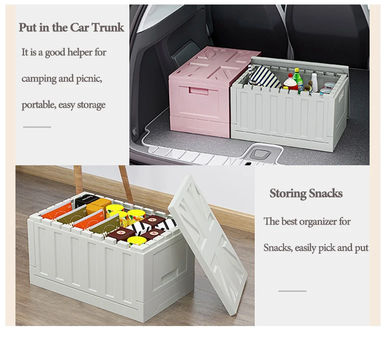 Складная коробка для хранения, прочная полипропиленовая Органайзер, цветная домашняя корзина, розовая синяя складная пластиковая ёмкость для дома и автомобиля