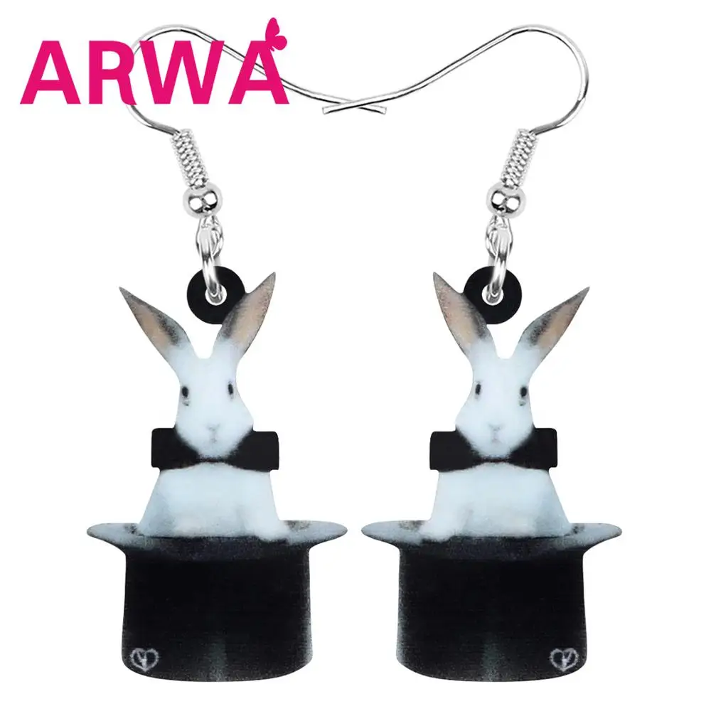 ARWA акрил Пасхальный заяц кролик волшебная шапка серьги Животное подвеска в виде