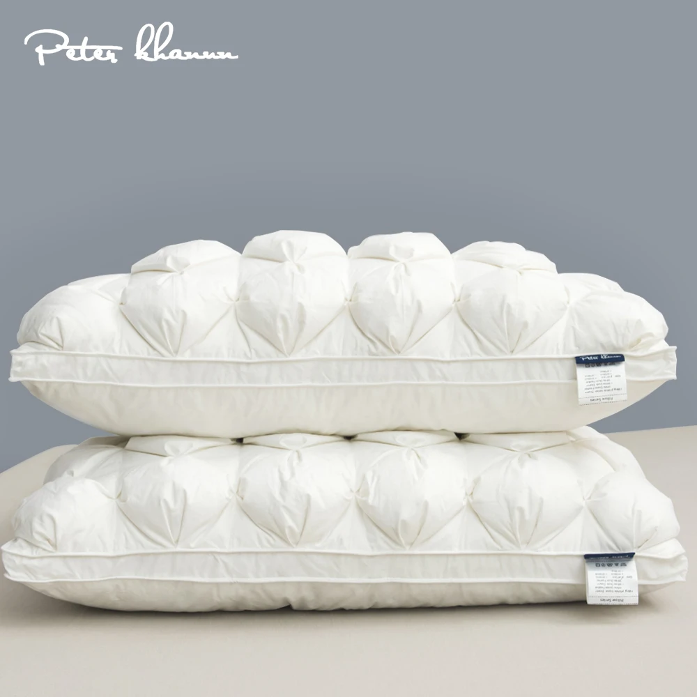 Peter Khanun 48*74cm Luxury 3D Style Rectangle White Goose/Duck Feather Down Pillows Down-proof 100% Cotton Bedding Pillow 063