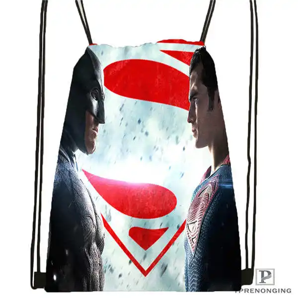 Drawstring Backpack Пользовательские Супермен против Бэтмена походная сумка на шнурке милый рюкзак для детей(черная спинка) 31x40 см#180531-04-48 - Цвет: Drawstring Backpack